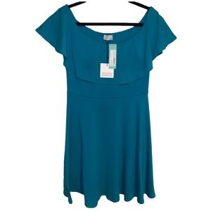 Susana Monaco stitch fix dress, teal off shoulder ruffle top, New w tags size XL